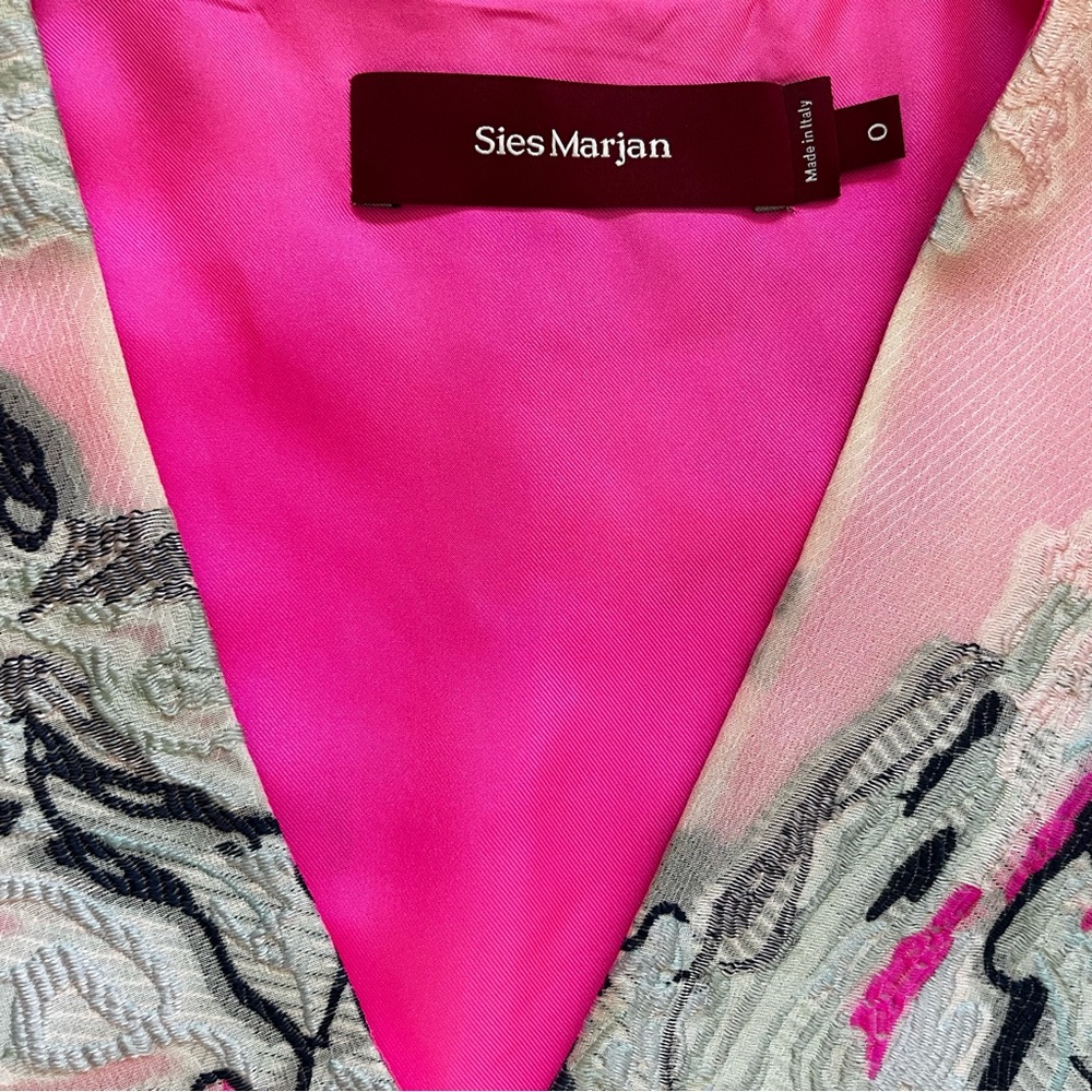SIES MARJAN V-Neck Pink Lena Scribble Shift Dress Size 0 Artsy Modern Chic - Picture 4 of 12